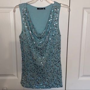 Sequined light blue sleeveless top size M